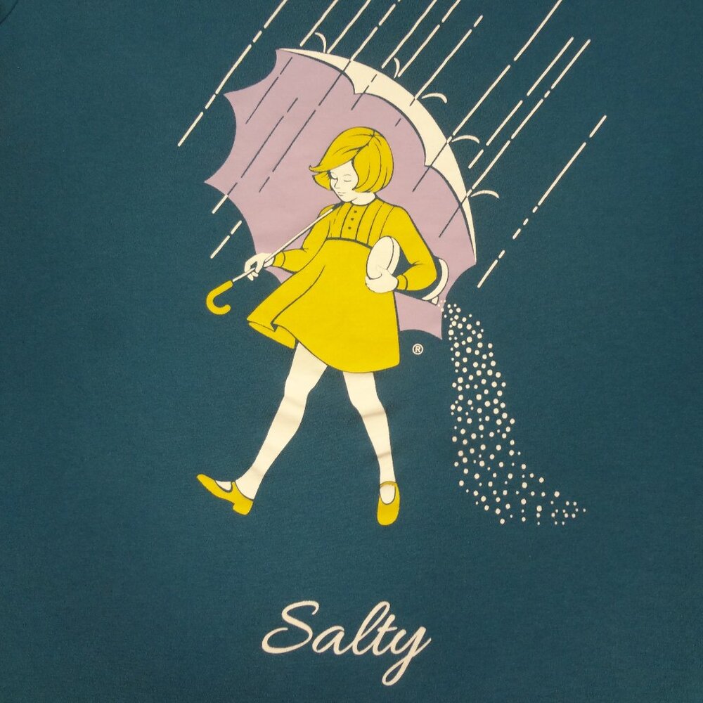 MORTON SALT GIRL IN RAIN UMBRELLA "SALTY" - BLUE 2XL WOMENS T-SHIRT L232